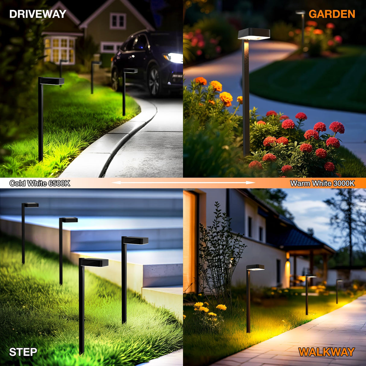 Solar Pathway Lights Outdoor,6 Pack Bright Modern Solar Lights Waterproof