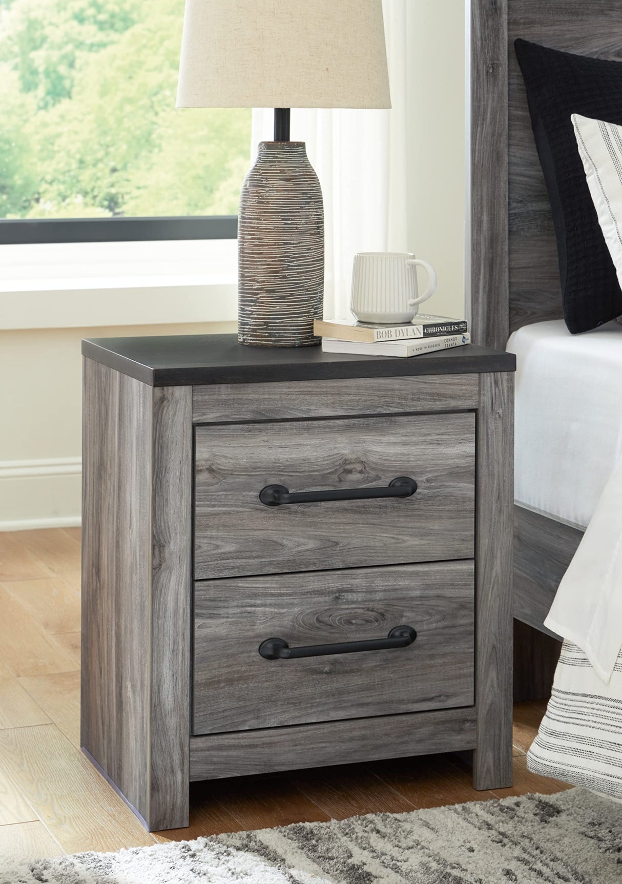 Bronyan 2 Drawer Nightstand, Gray
