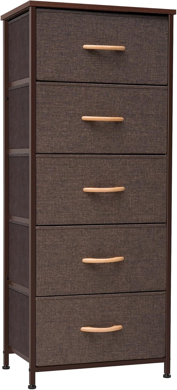 Vertical Dresser Storage Tower - Sturdy Steel Frame, Wood Top