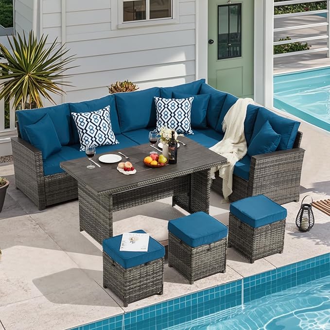 7 Pieces Patio Furniture Sets,Outdoor Furniture Set with Dining Table