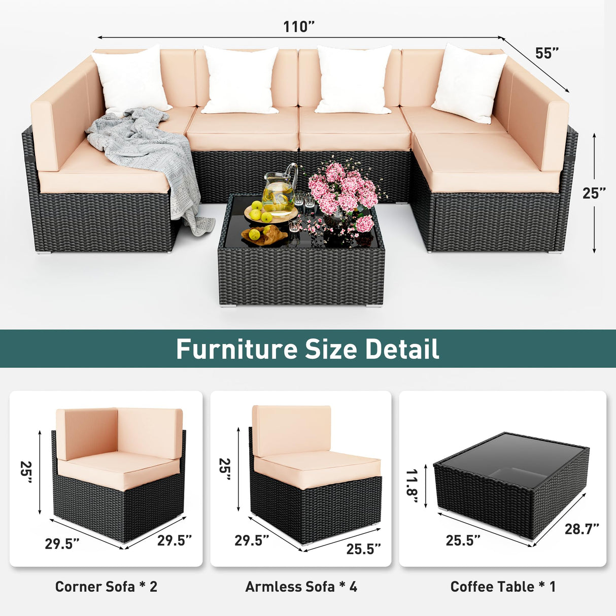 Outdoor Sectional Furnitureļ¼Wicker Patio sectional Furniture Sets
