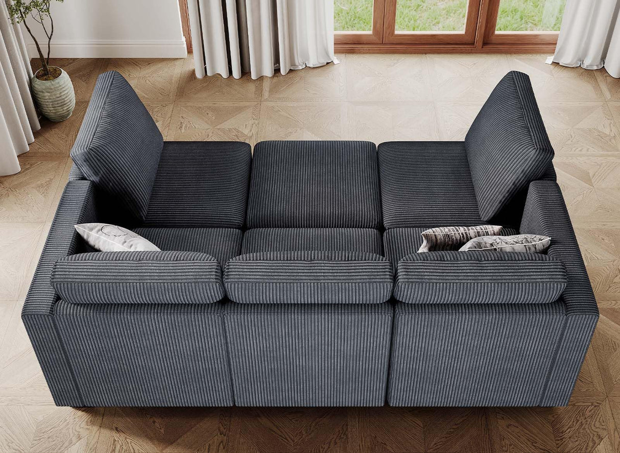 Modular Sectional Sleeper with Storage Ottoman Corduroy Sectional Couch