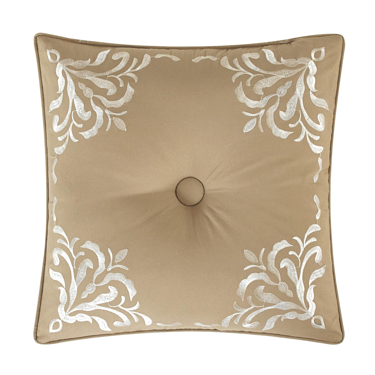 Chic 5 Piece Jacquard Comforter Set Burnout Velvet Design with Decorative Pillows, Shams - Taupe