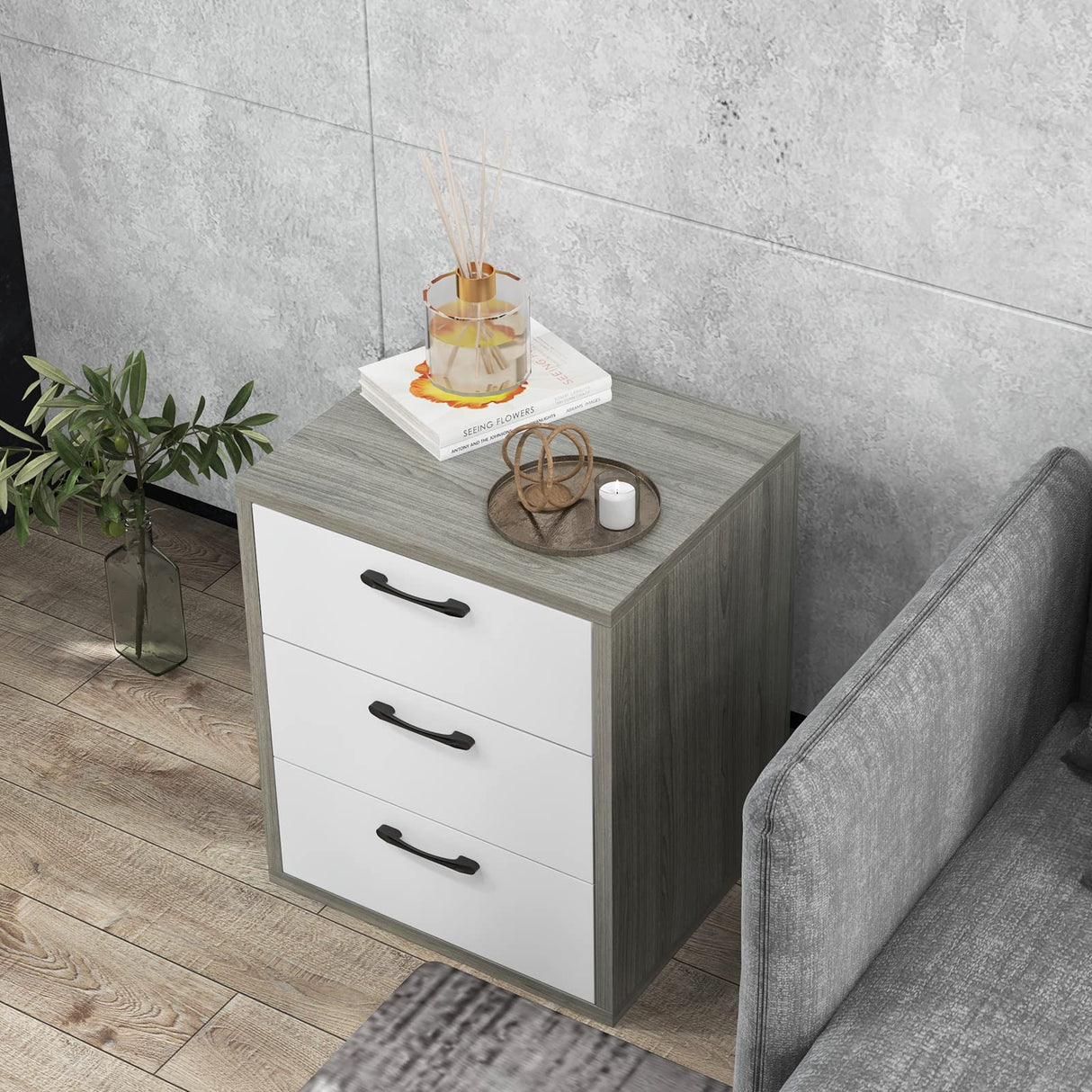 3 Drawer Dresser, 26" Tall Wood Drawer Chest Dresser Cabinet