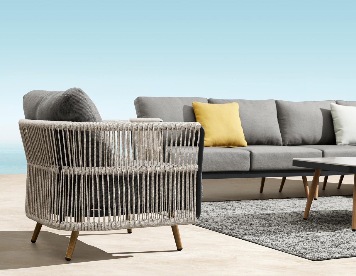 Bay 4-Piece Outdoor Conversation Set with Cushions Patio Furniture AluminumSofa Set