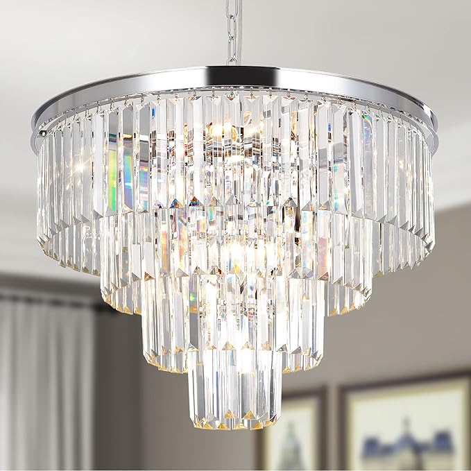 Modern Chandeliers Crystal with Light, 15 Lights Chrome Crystal Chanderlier Lighting