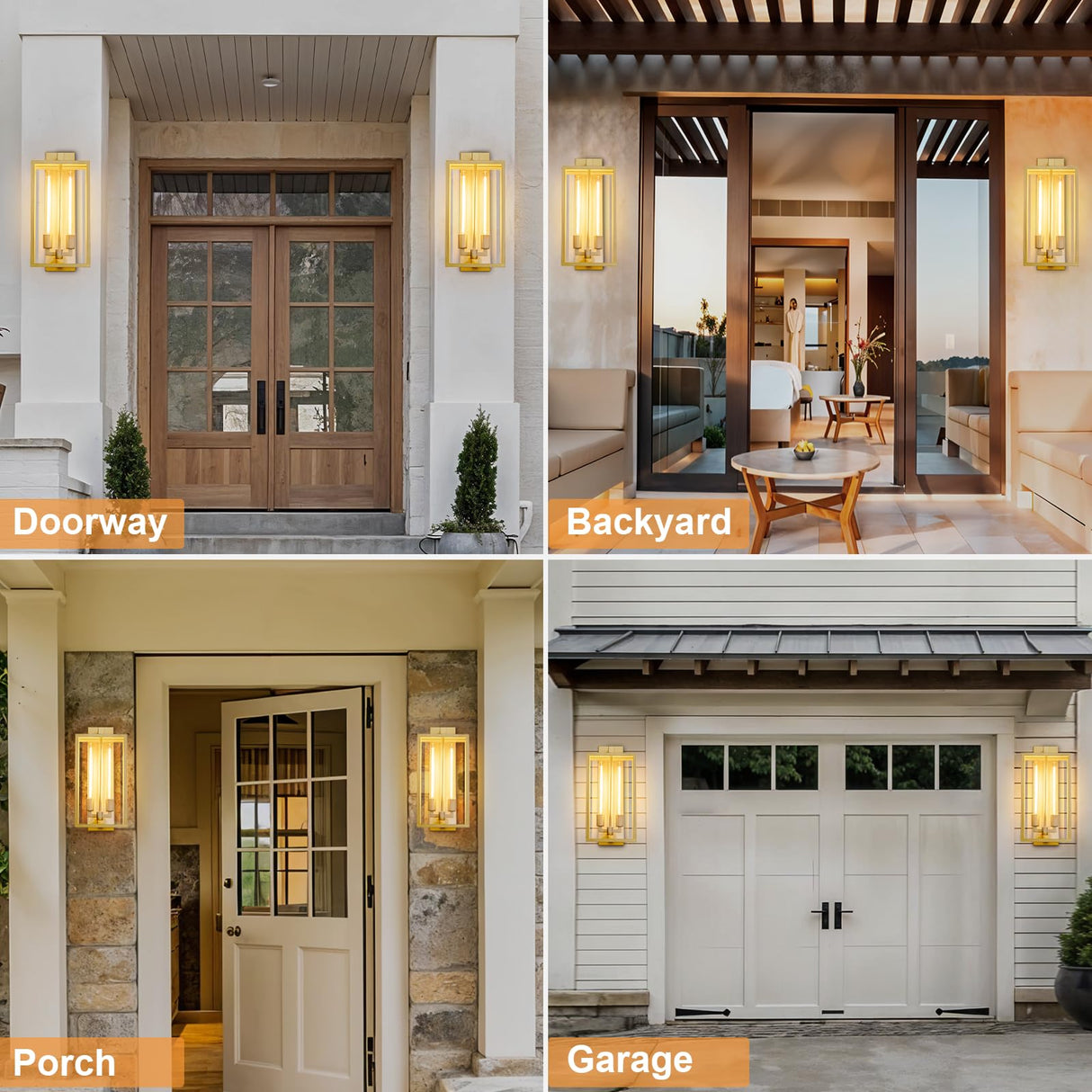 Outdoor Wall Sconce, 21" Large Gold Wall Mount Lamp, Outside Lights Front Porch Light