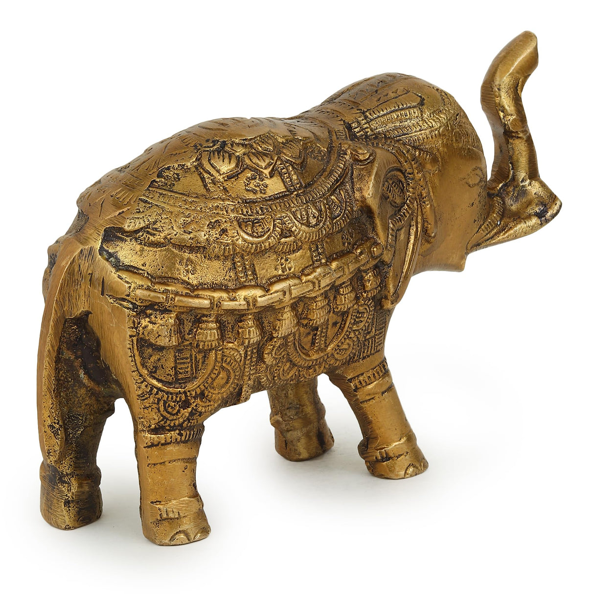 Nams Intenational Indian Handicraft Brass Elephant Showpiece Figurine Home Office Table Decorative Statue (Size: 15 x 10.5 x 5.5 cm)