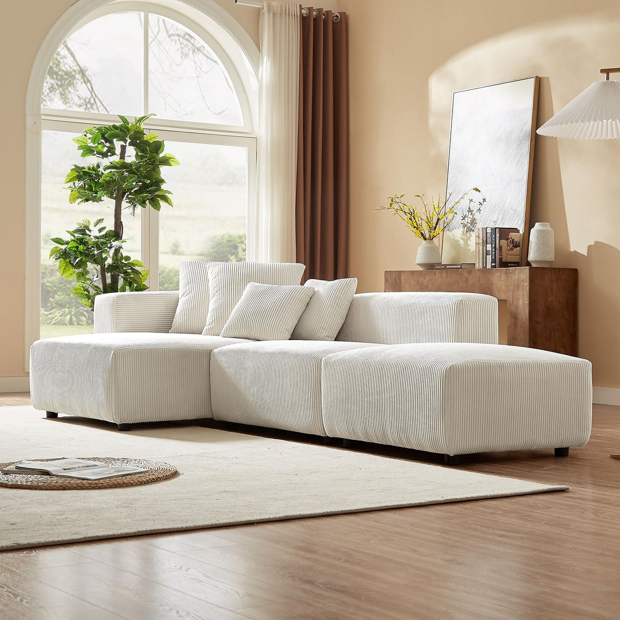 118.1" CurvaForm Modular Sectional Sofa – Modern Minimalist Couch in Beige
