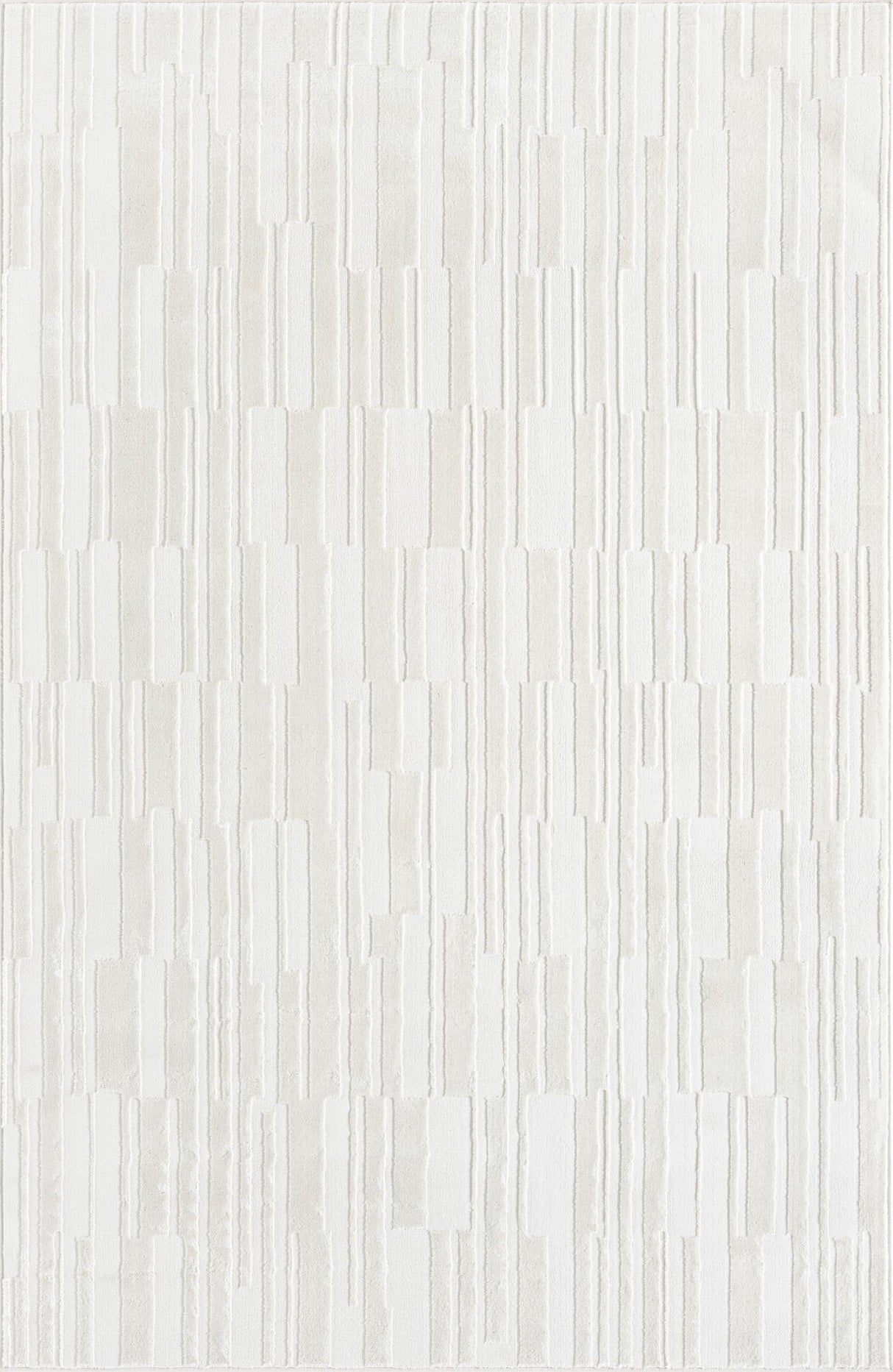 Cream Area Rug 8x10 - Textured Linear Design for Living Room & Bedroom