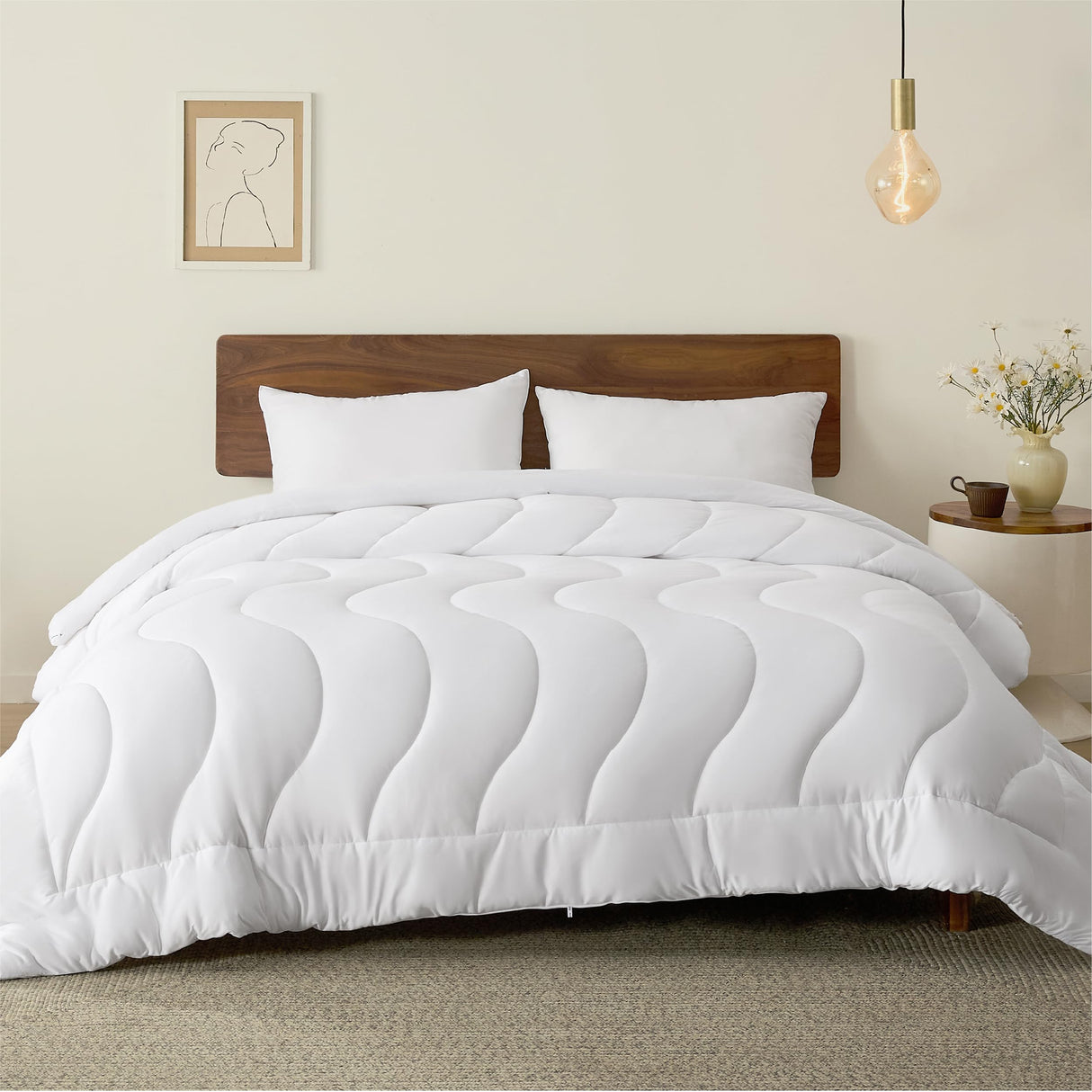 Duvet Insert Queen, All Season Duvet, Reversible Comforters, Ultra Soft Down Alternative