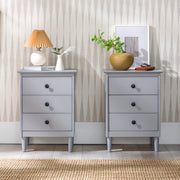Myron Modern 3-Drawer Nightstands, Set of 2, Grey