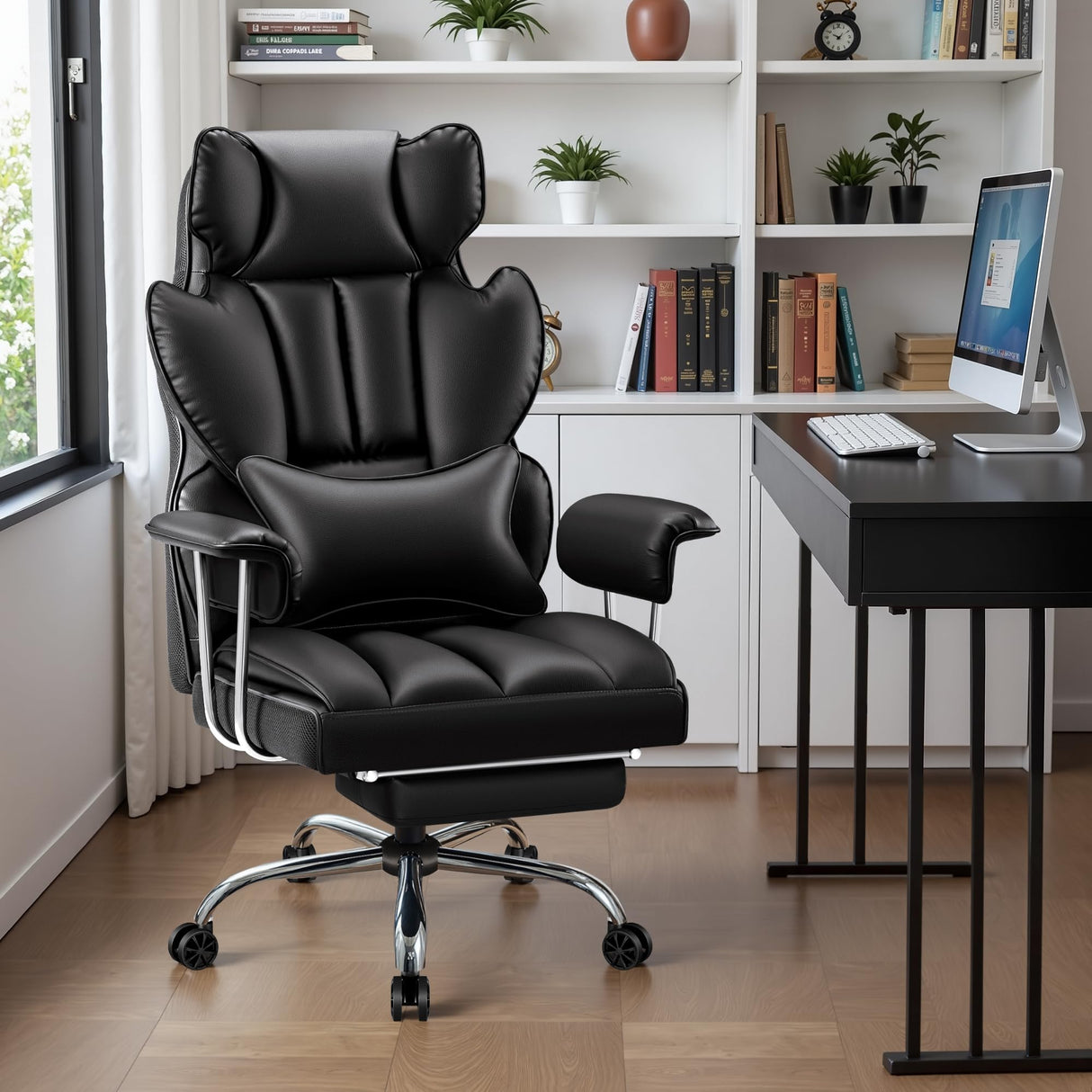 Big and Tall Executive Office Chair with Lumbar Support Leather Computer Chairwith
