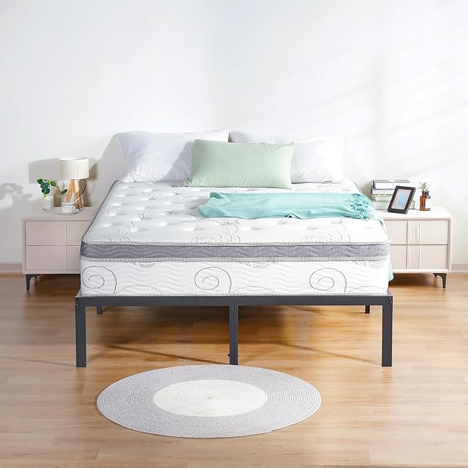 Queen Mattress, 10 Inch Plush Cloud Hybrid Mattress, Gel Infused Memory Foam