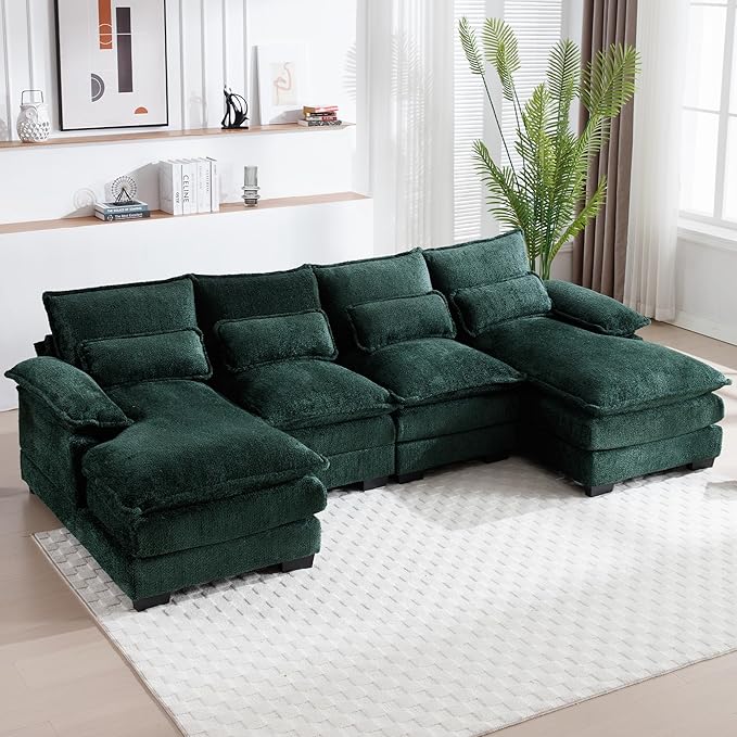 CloudNest 110" Modular Chenille Sectional Sofa – U-Shaped