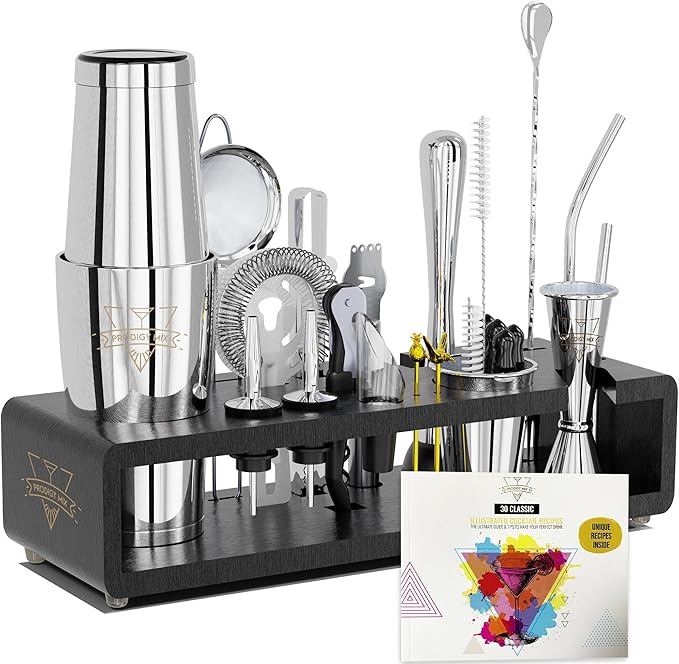 Elite Mixology Bartender Kit 20-Piece Boston Cocktail Shaker Set for Mixing