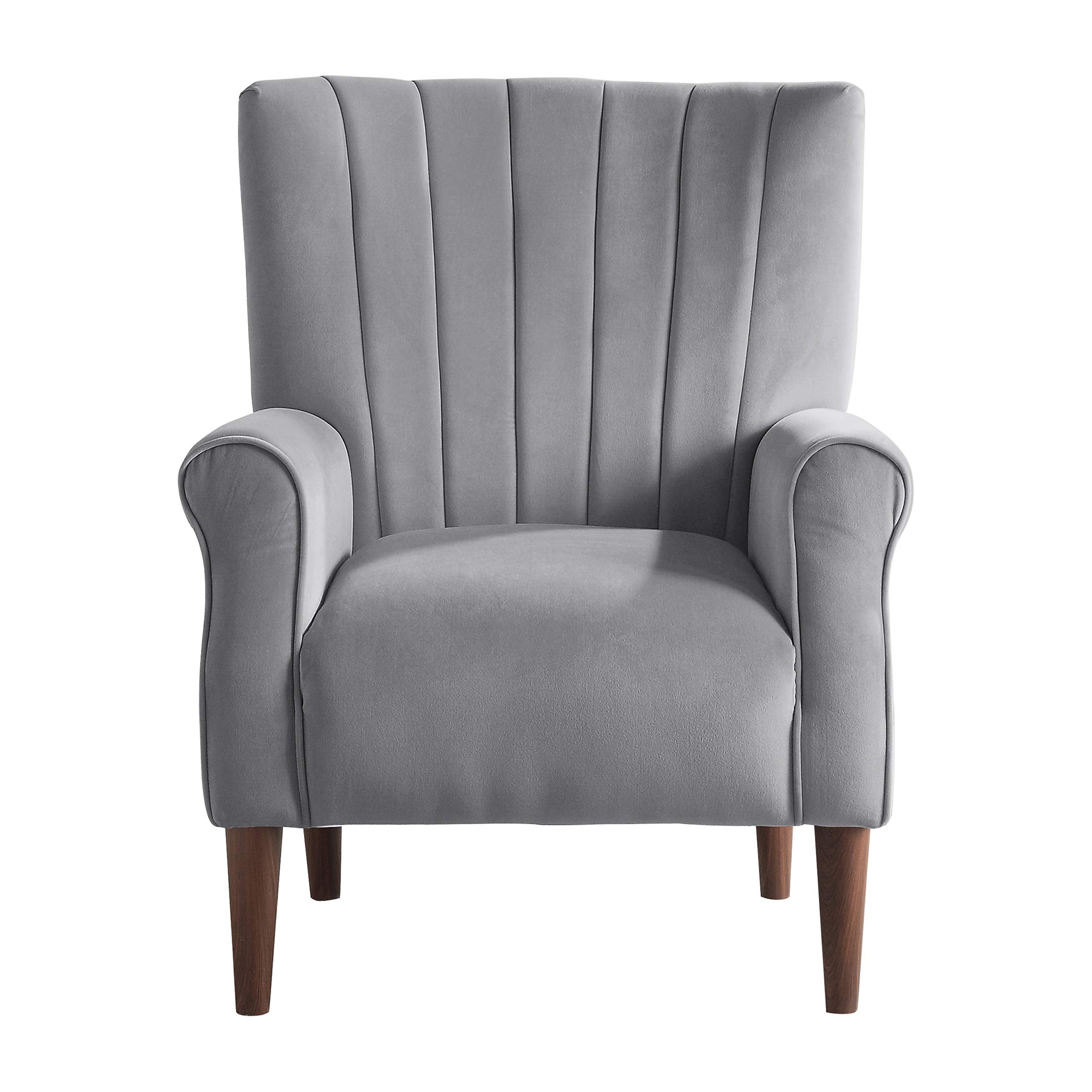 Nellie 34.5" W Velvet Accent Chair, Dark Gray