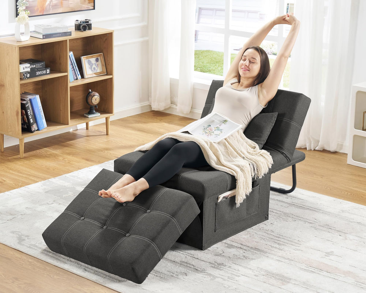 4-in-1 Convertible Sleeper Sectional Sofa with Adjustable Backrest – 7/8/9 Seaters