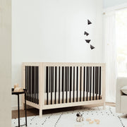 Gelato 4-in-1 Convertible Crib with Toddler Bed Conversion in Washed Natural and Black