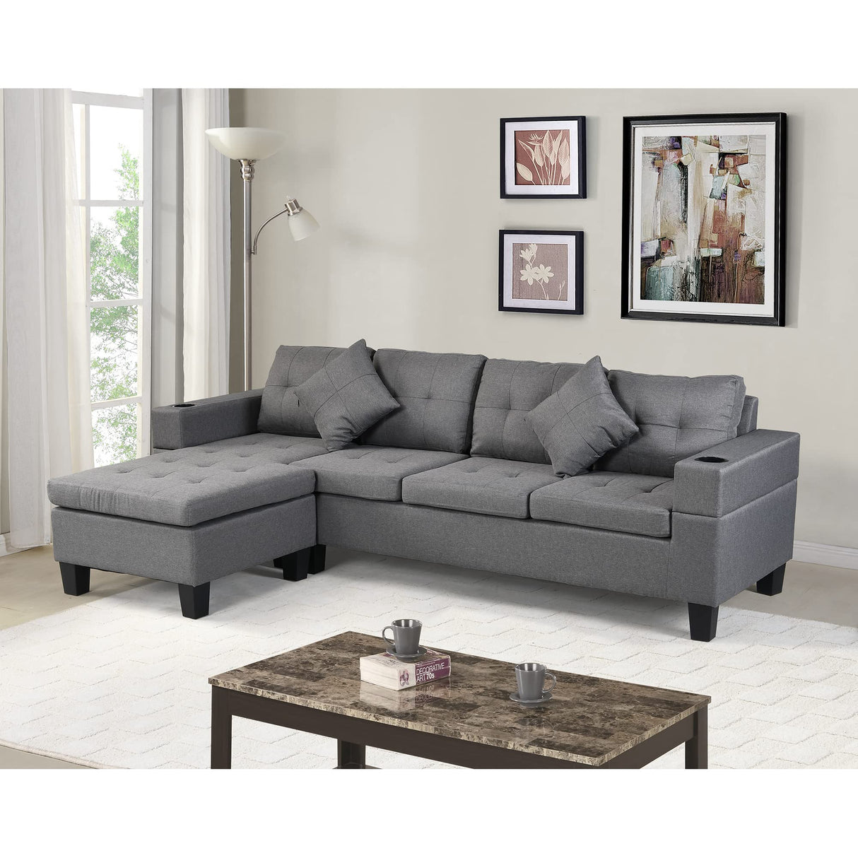 Convertible Sectional Sofa,97.2" L-Shape Sofa Couch 4-Seat Couch