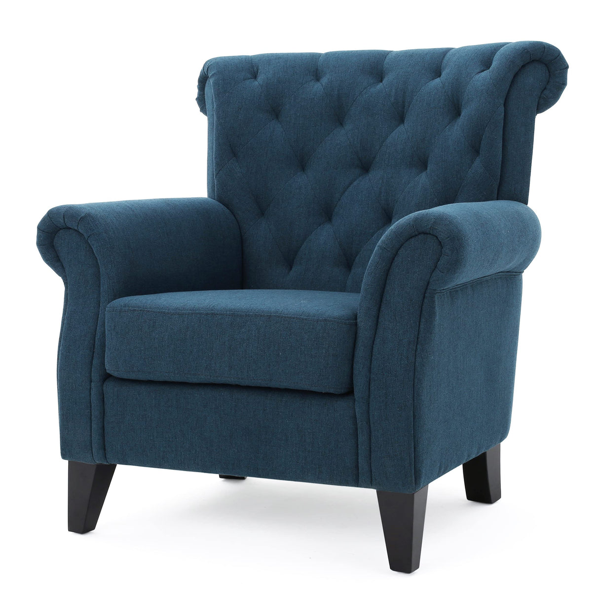 Merritt Fabric Tufted Chair, Dark Blue