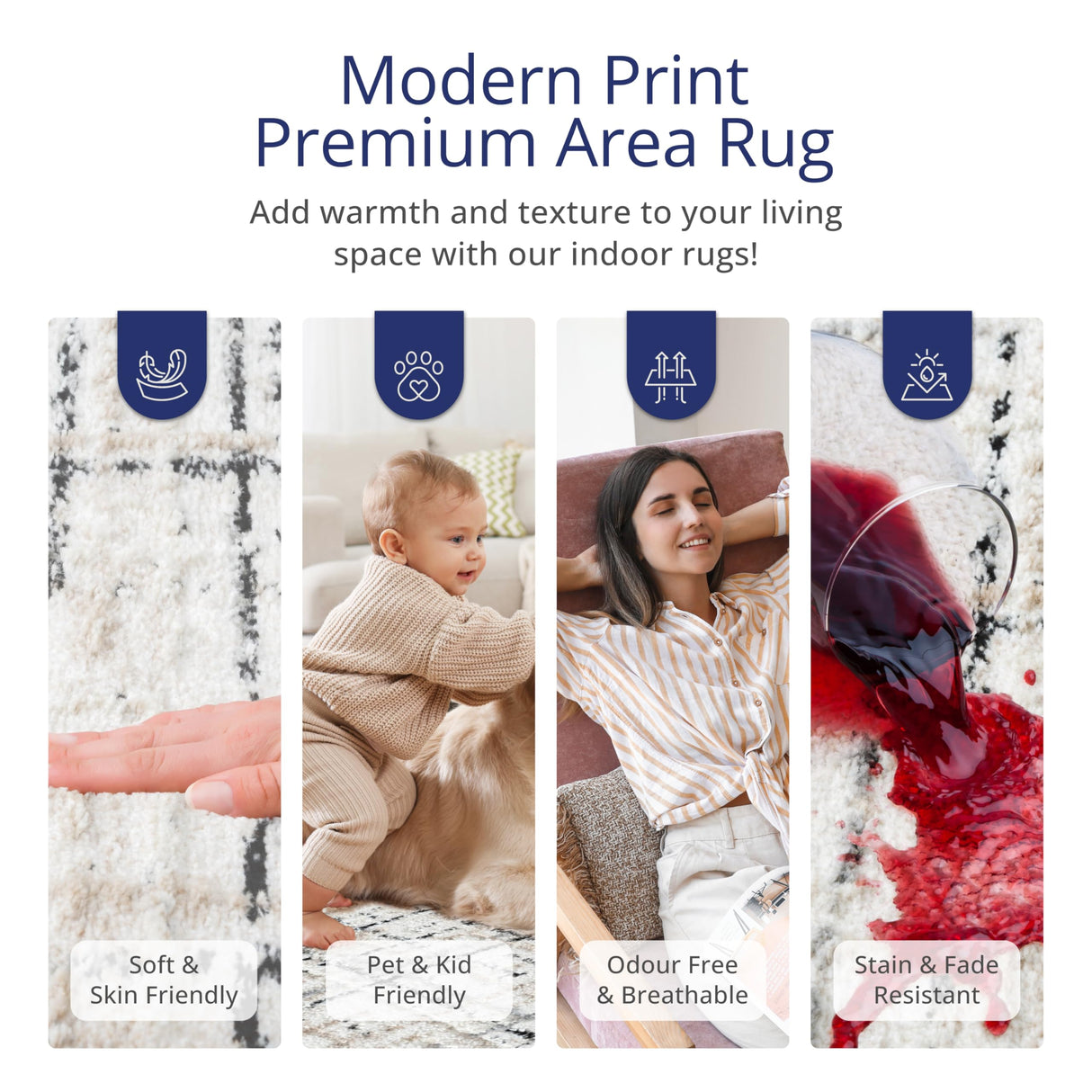 Grey Crosshatch Area Rug 8' x 10' - Durable & Easy to Clean