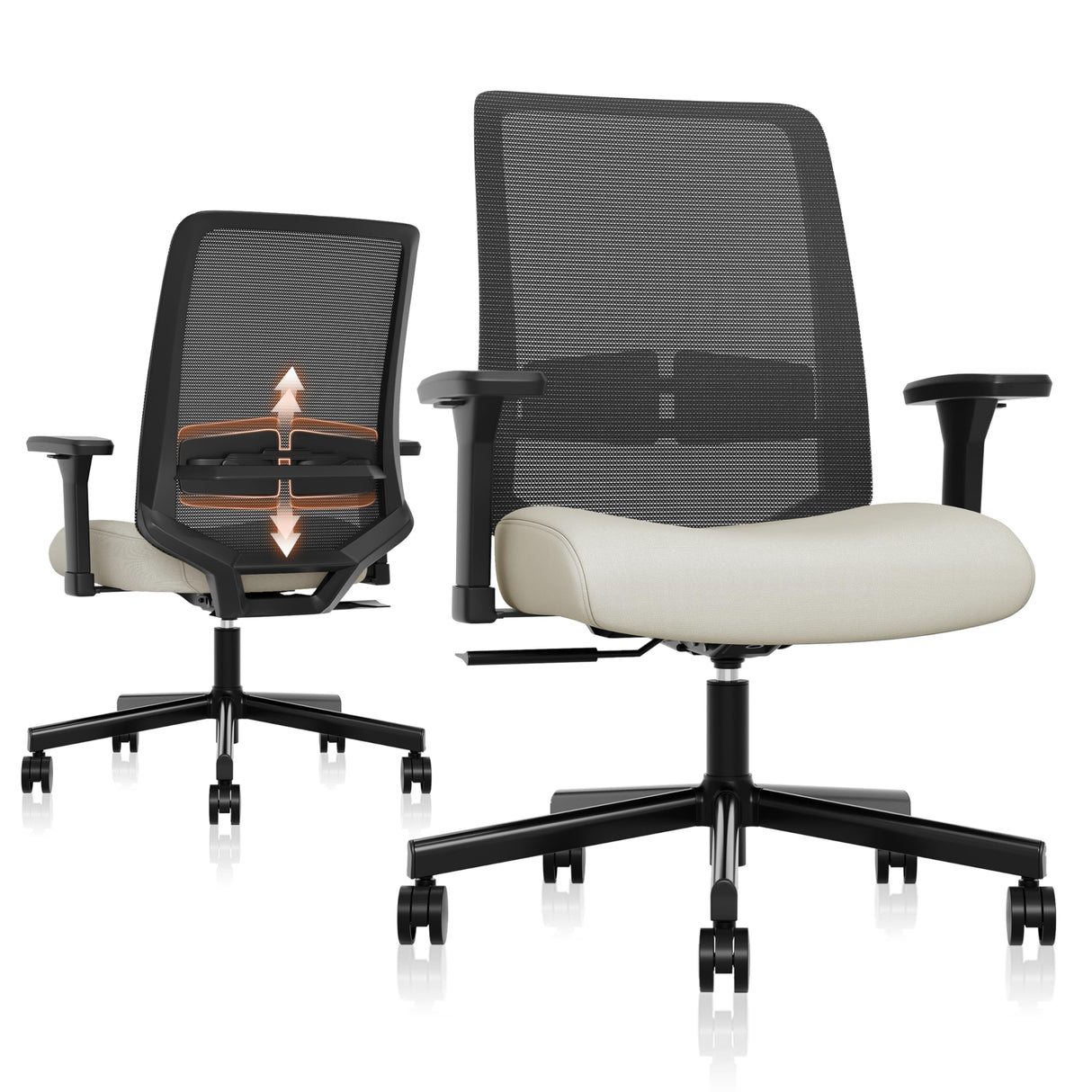 Ergonomic Office Chair with Wheels, Comfy Desk Chair, Study Task Chair