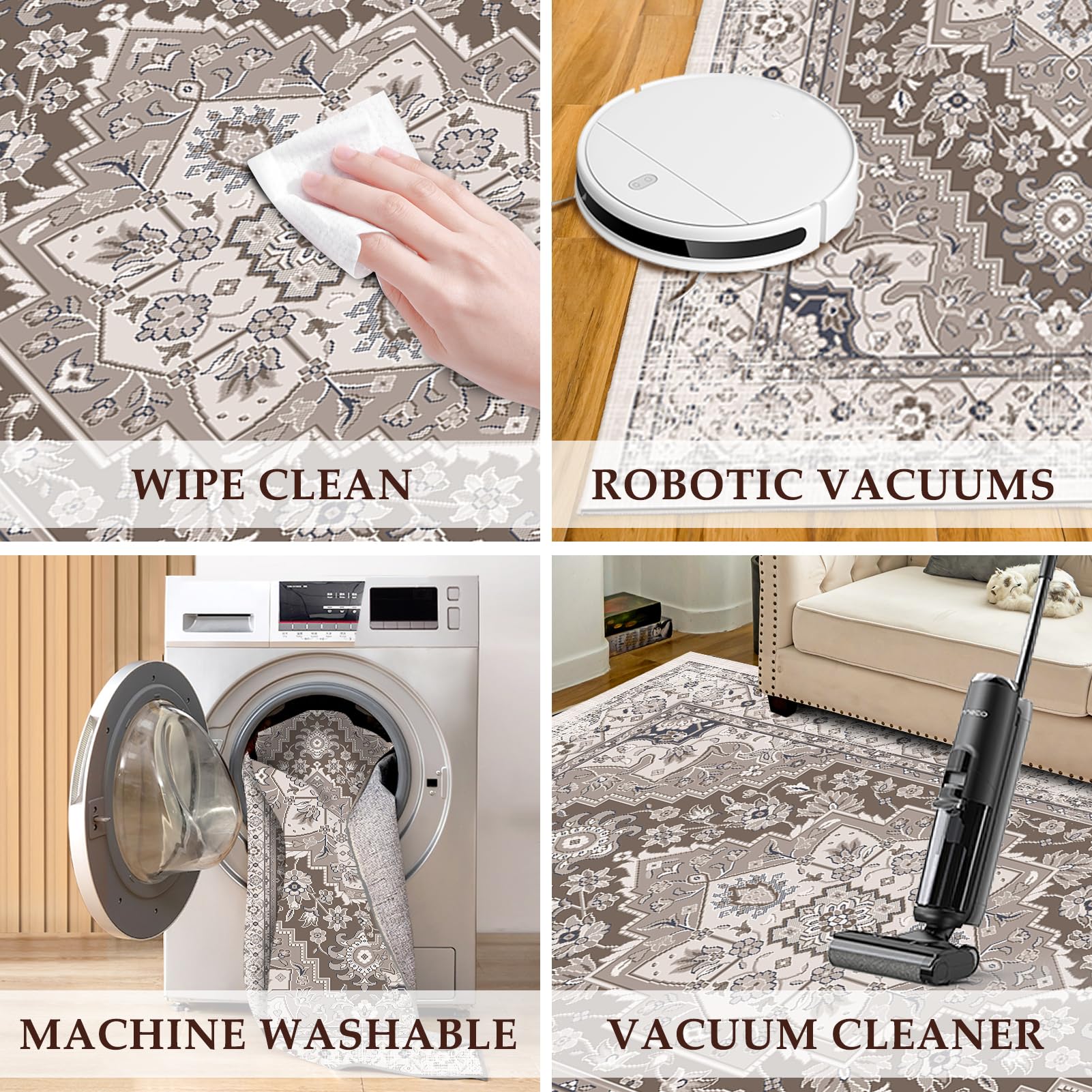 Area Rug 5'x7' Washable Rug for Living Room Stain Resistant Bedroom Rug Lightweight