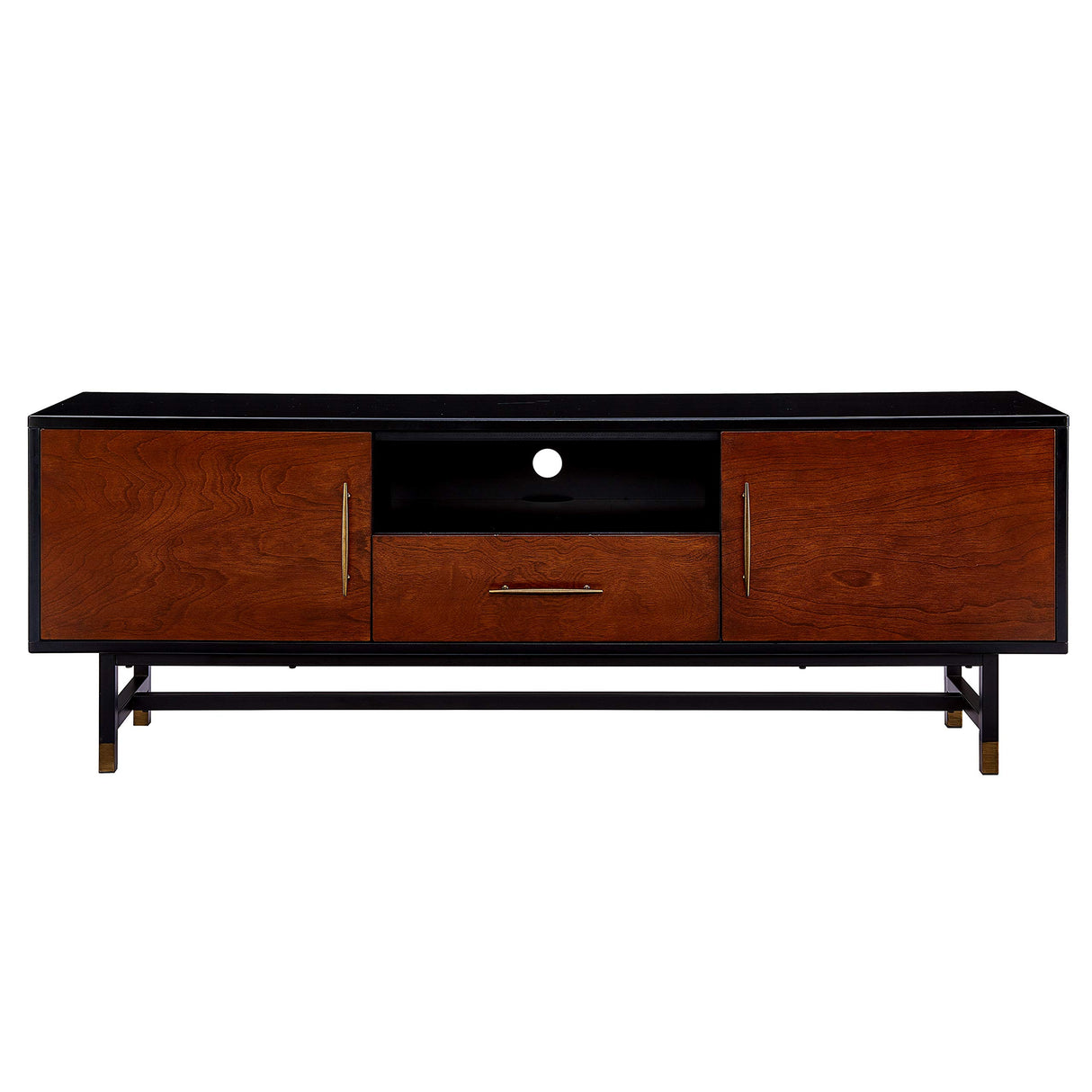 Blynn Midcentury Modern Media Console TV Stand, Black