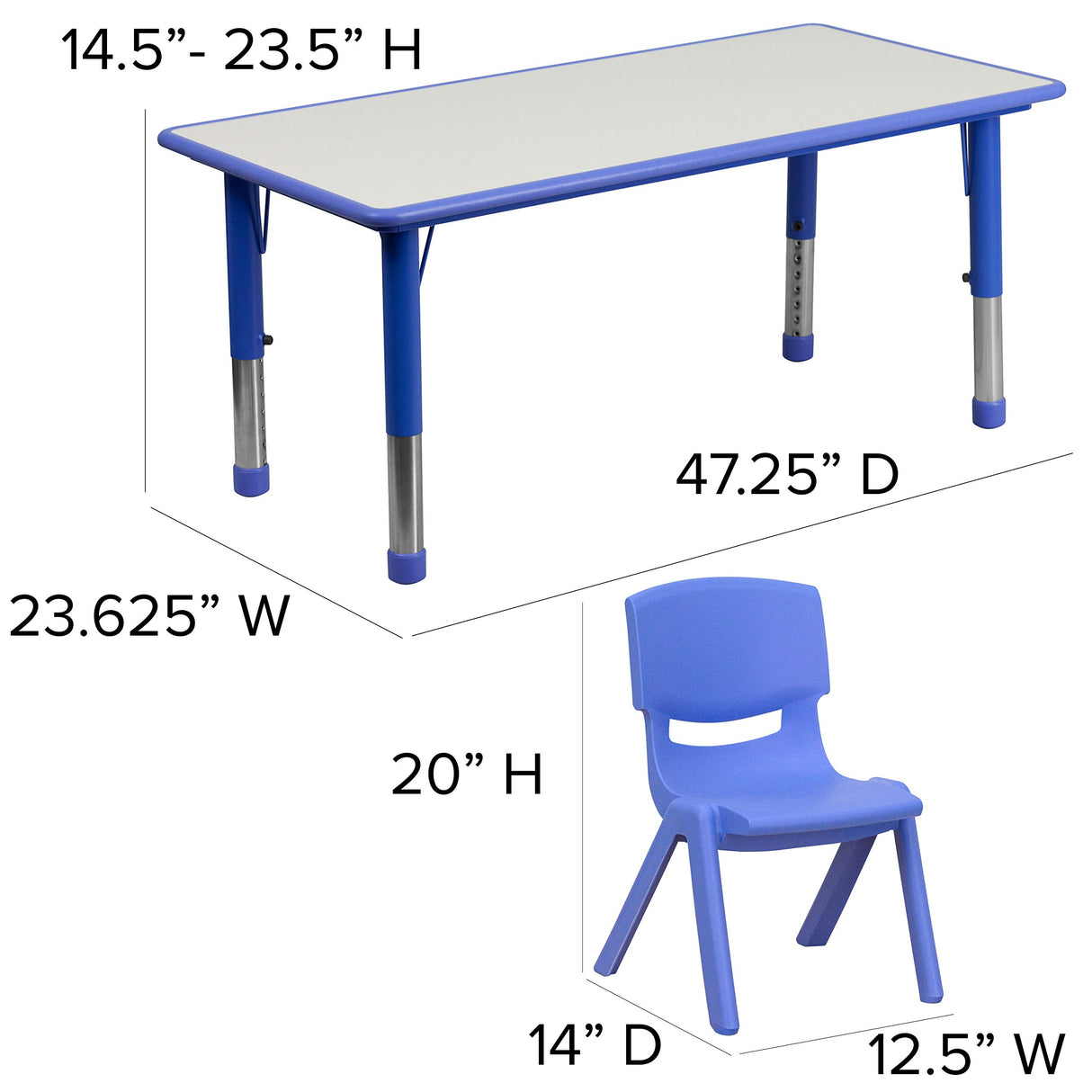 Emmy Adjustable Classroom Activity Table with 6 Stackable Chairs
