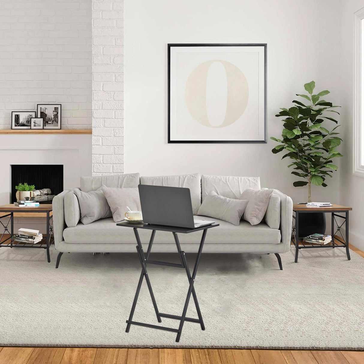 Folding TV Tray Set, No Assembly Required Table Set of 2