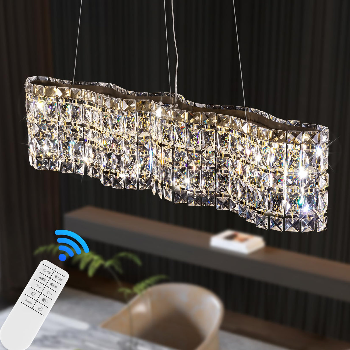 Gold Crystal Chandelier,Modern LED Chandeliers for Dining Room