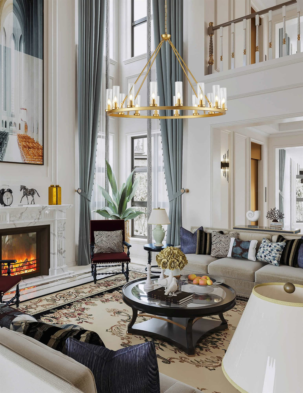 Farmhouse Wagon Wheel Chandelier,D42 16 Light Gold Industrial Rustic Chandelier Lighting