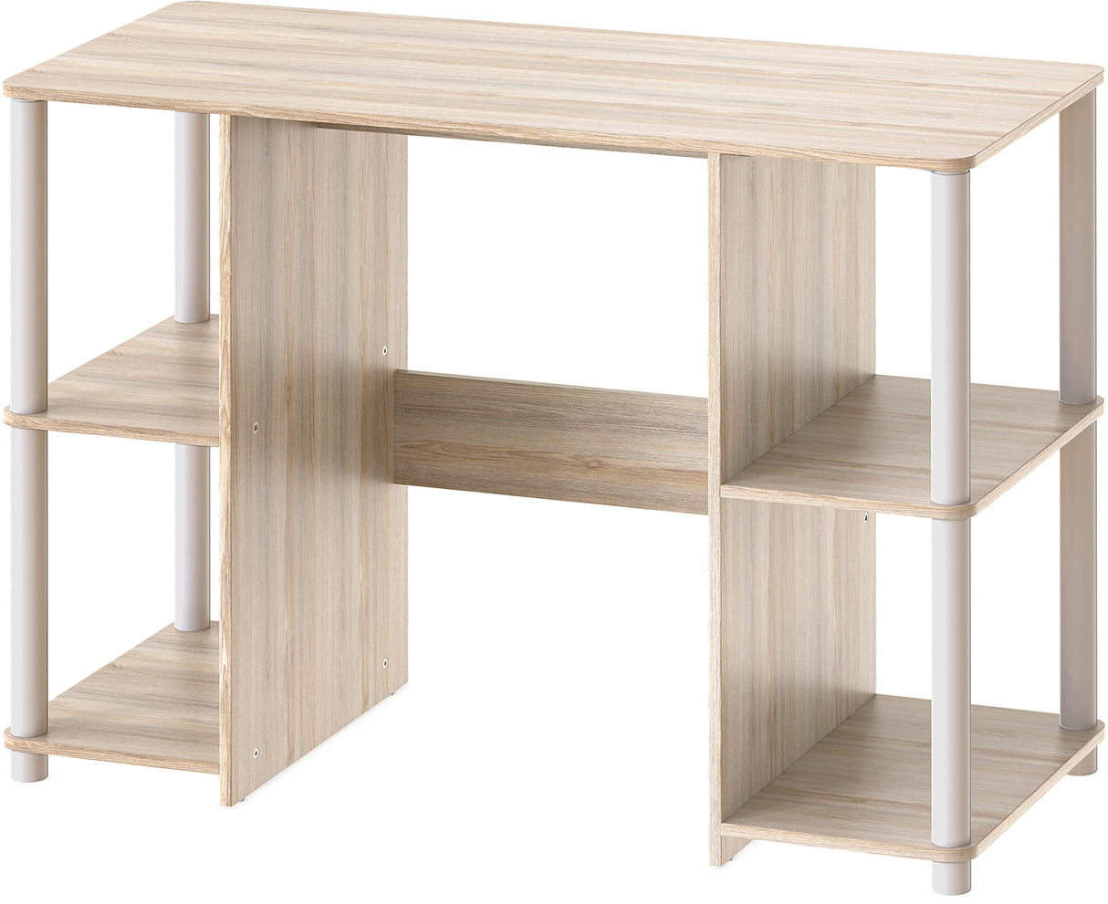 Home Office Wood Desk with Double Sided Shelves, Oak