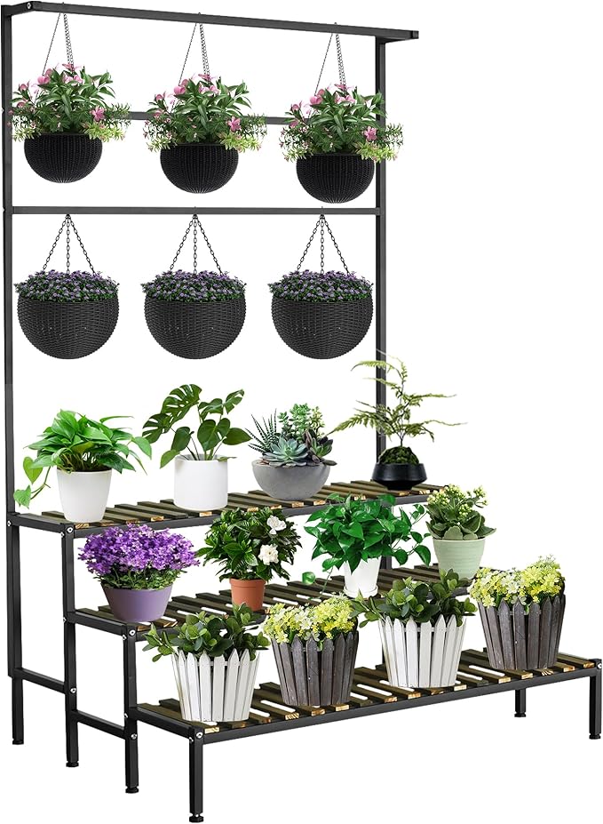 3-Tier Hanging Plant Stand – 68" Metal Shelf for Indoor Plants