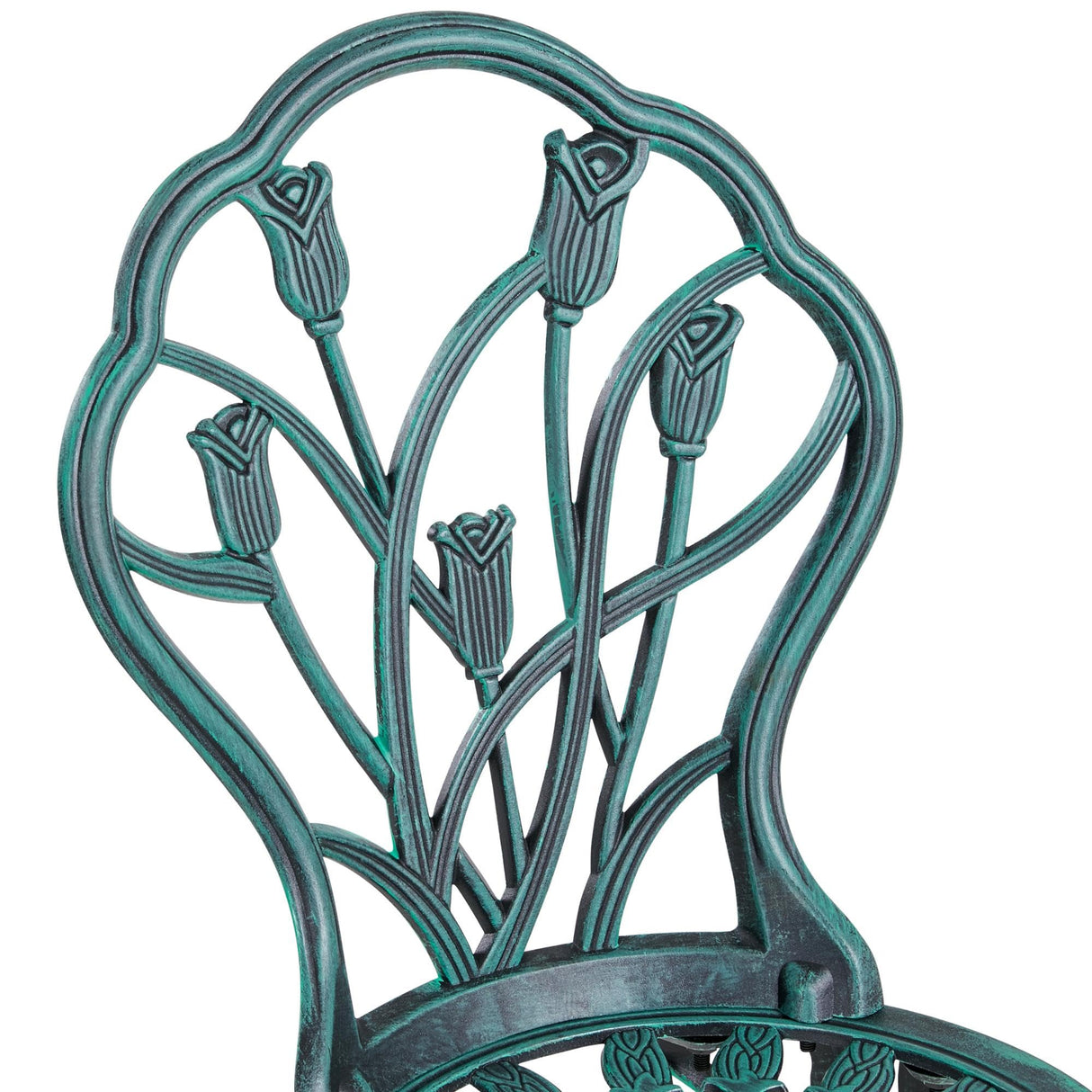 Cast Aluminum Bistro Set - 3-Piece Outdoor Patio Table and Chairs with Umbrella Hole