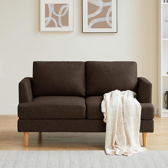 Loveseat Sofa with Deep Seats, 56" Small Couches for Small Spaces, Mid Century