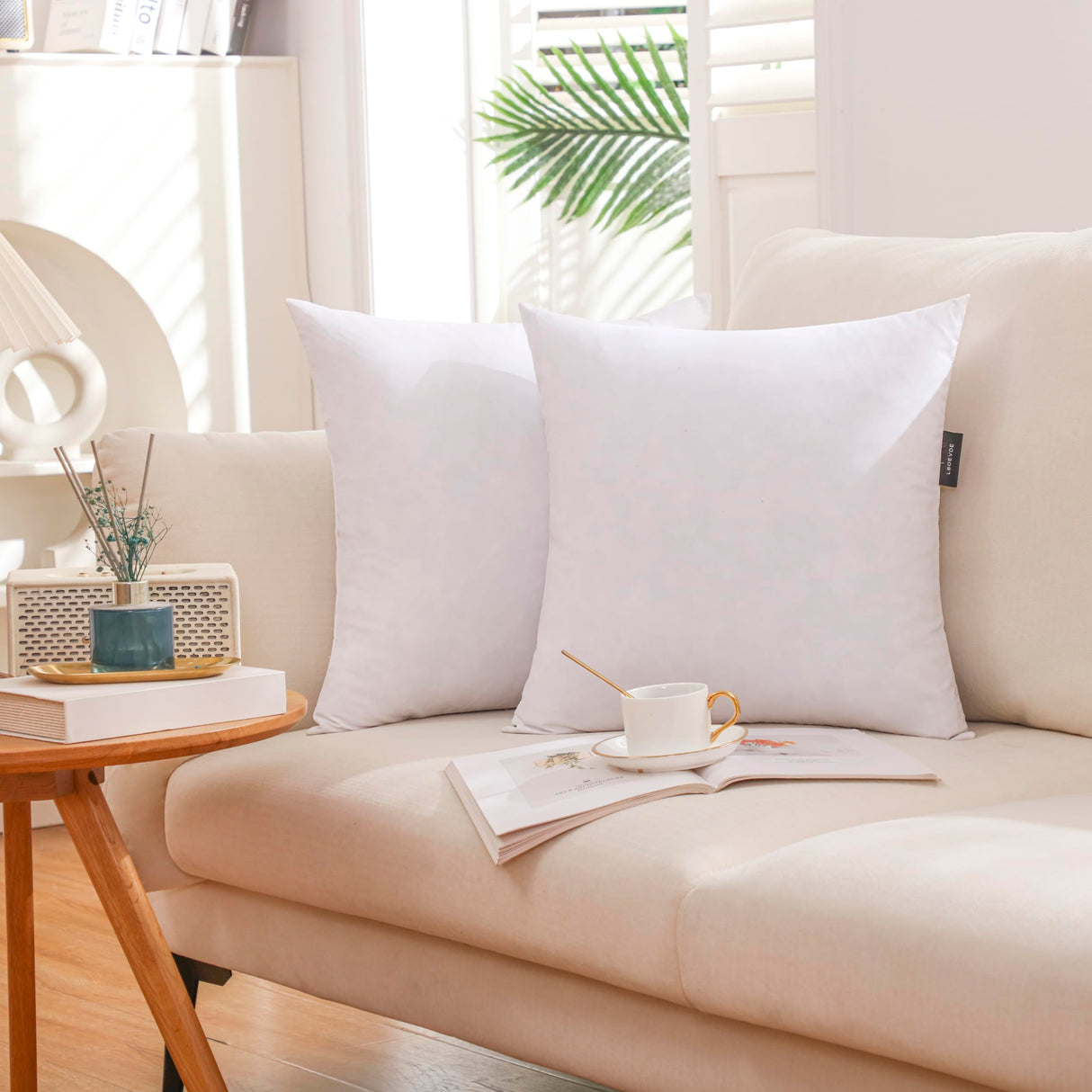 18x18 Inch Gold Goose Down and Feather Throw Pillow Inserts-2 Packs