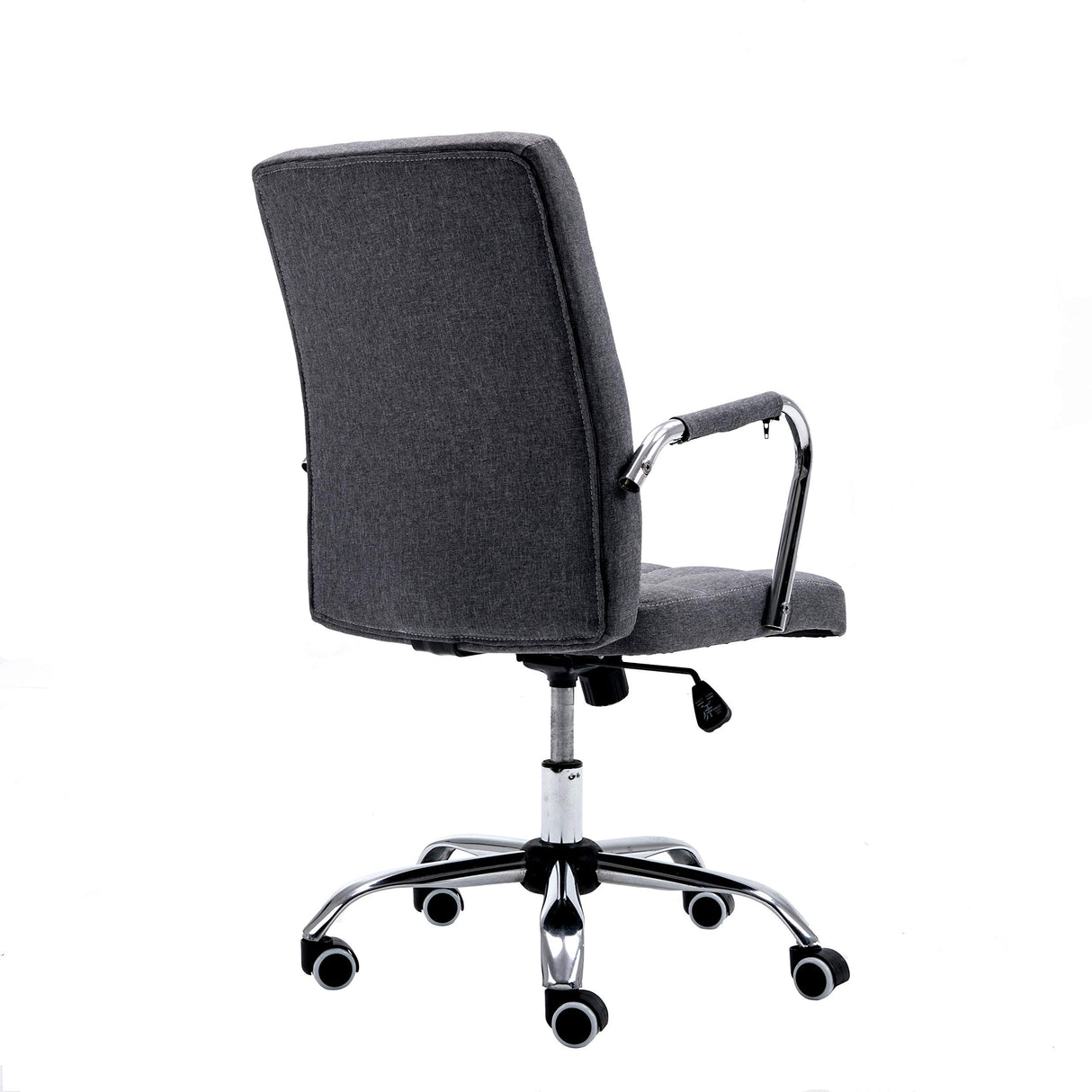 Swivel Office Chair with Durable Hemp Fabric Upholstery in Classy Tufted Design, Adjustable Height, Ergonomic Armrests and Roller Wheels