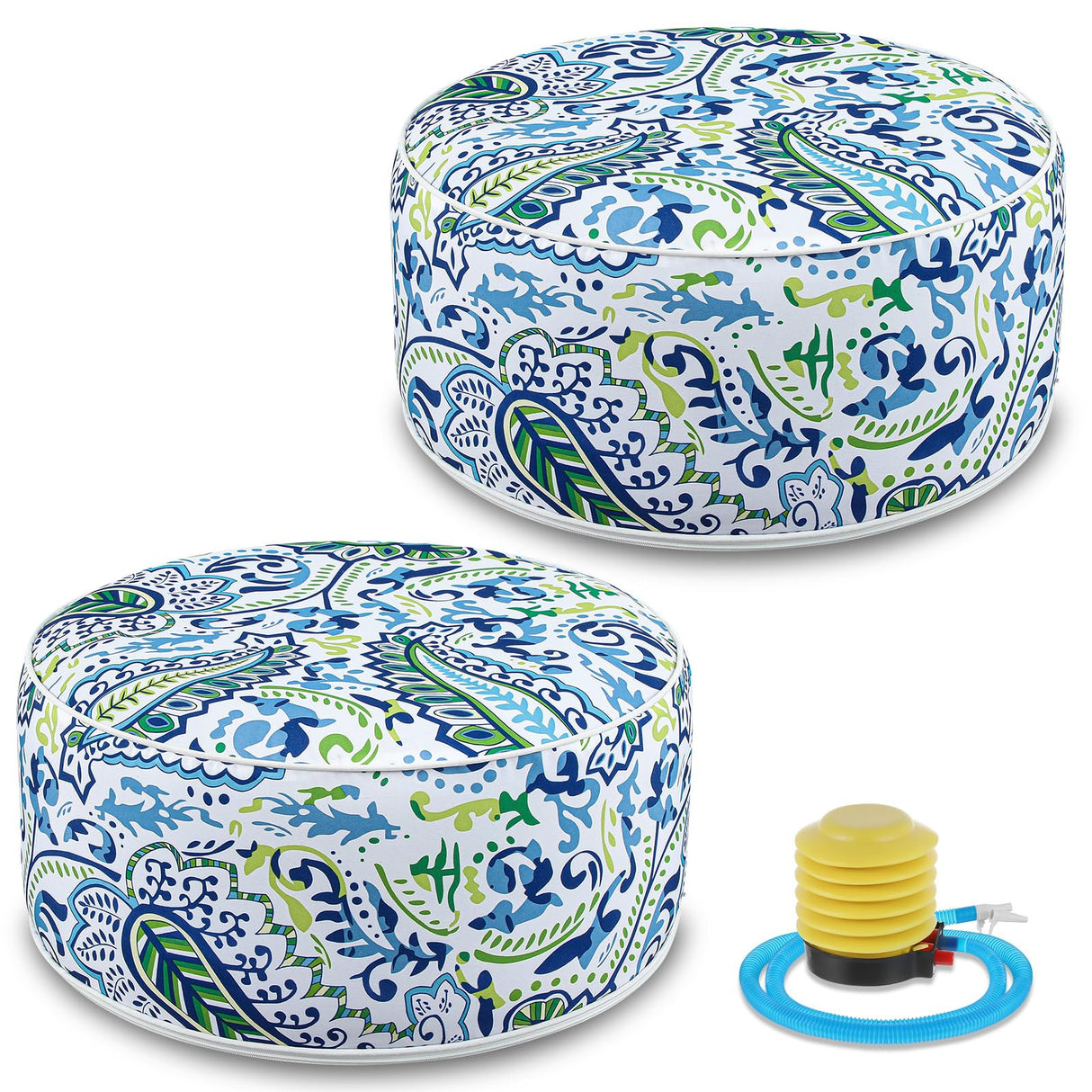 2 Pack Outdoor/Indoor Inflatable Ottoman, All Weather Inflatable Ottoman