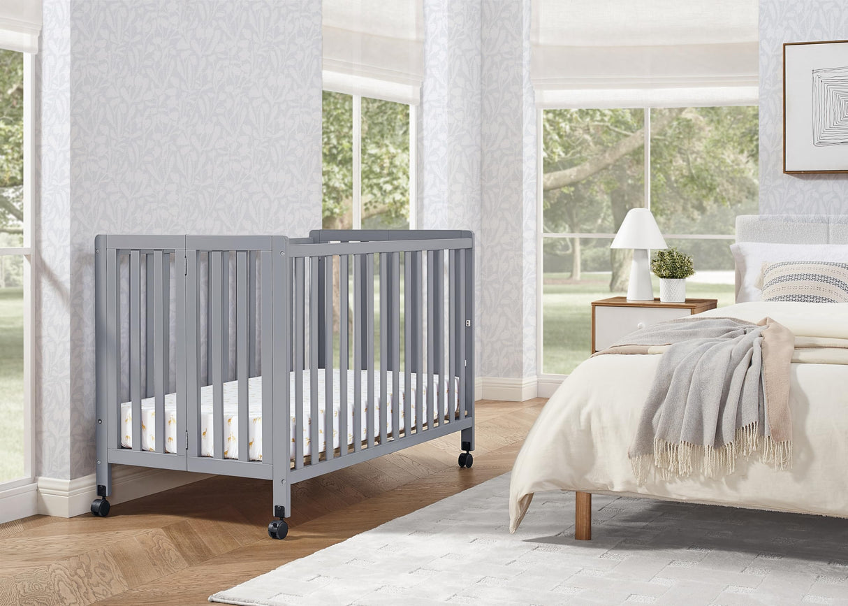 Aria Full Size Portable Folding Crib - Greenguard Gold Certified, Grey