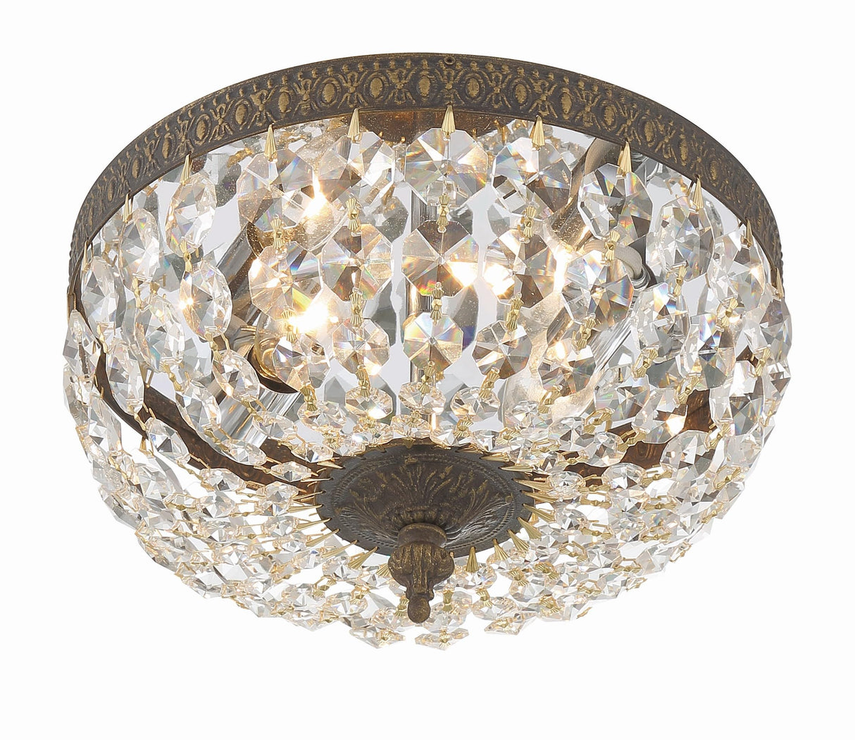 Clear Italian Crystal English Bronze Flush Mount