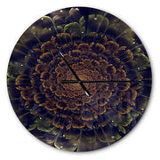 Modern Wall Clock 'Orange Fractal Flower with Green