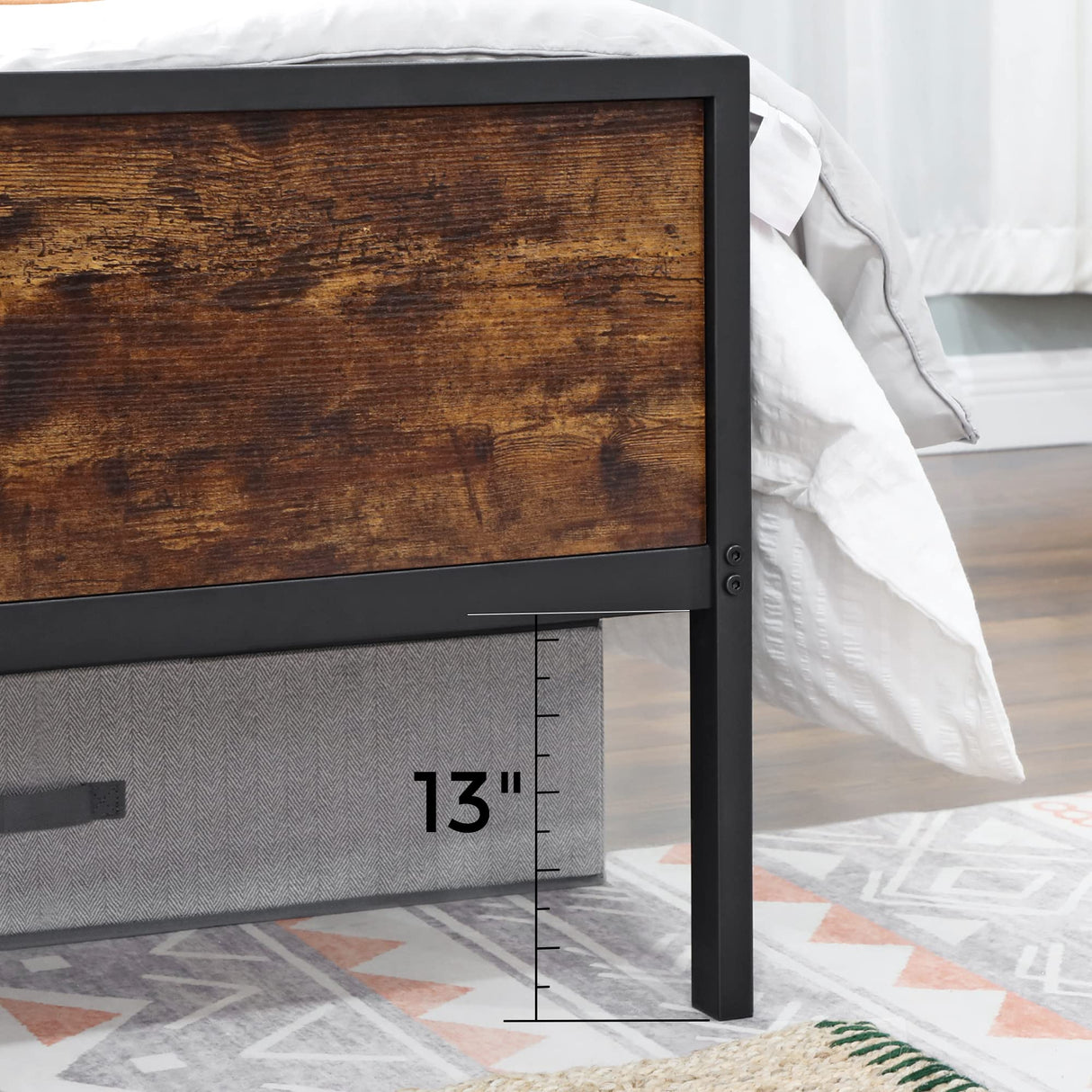 Queen Size Metal Bed Frame with Headboard, Footboard, No Box Spring Needed