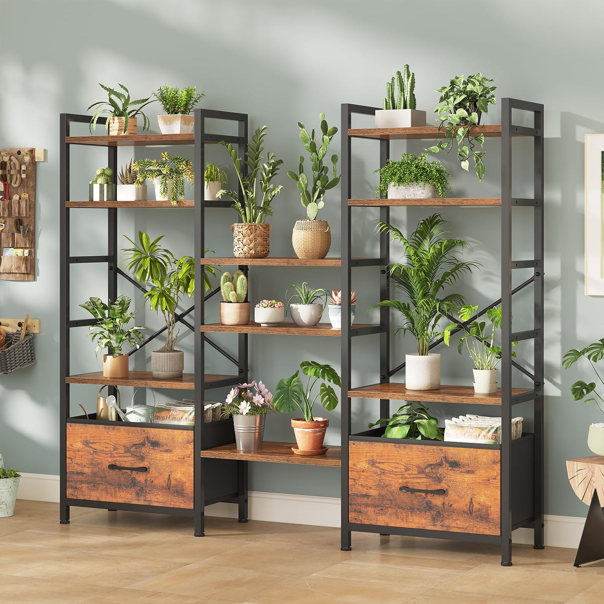 Bookcases and Bookshelves, Triple Wide 4 Tiers Bookshelf