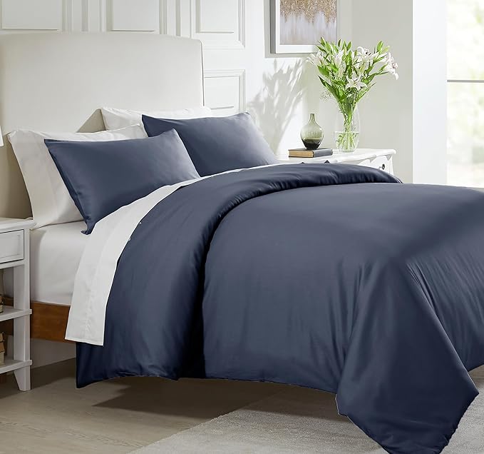 3-Pc 100% Cotton Duvet Cover Set Oversized King, 400 Thread Count Cool Bedding Set