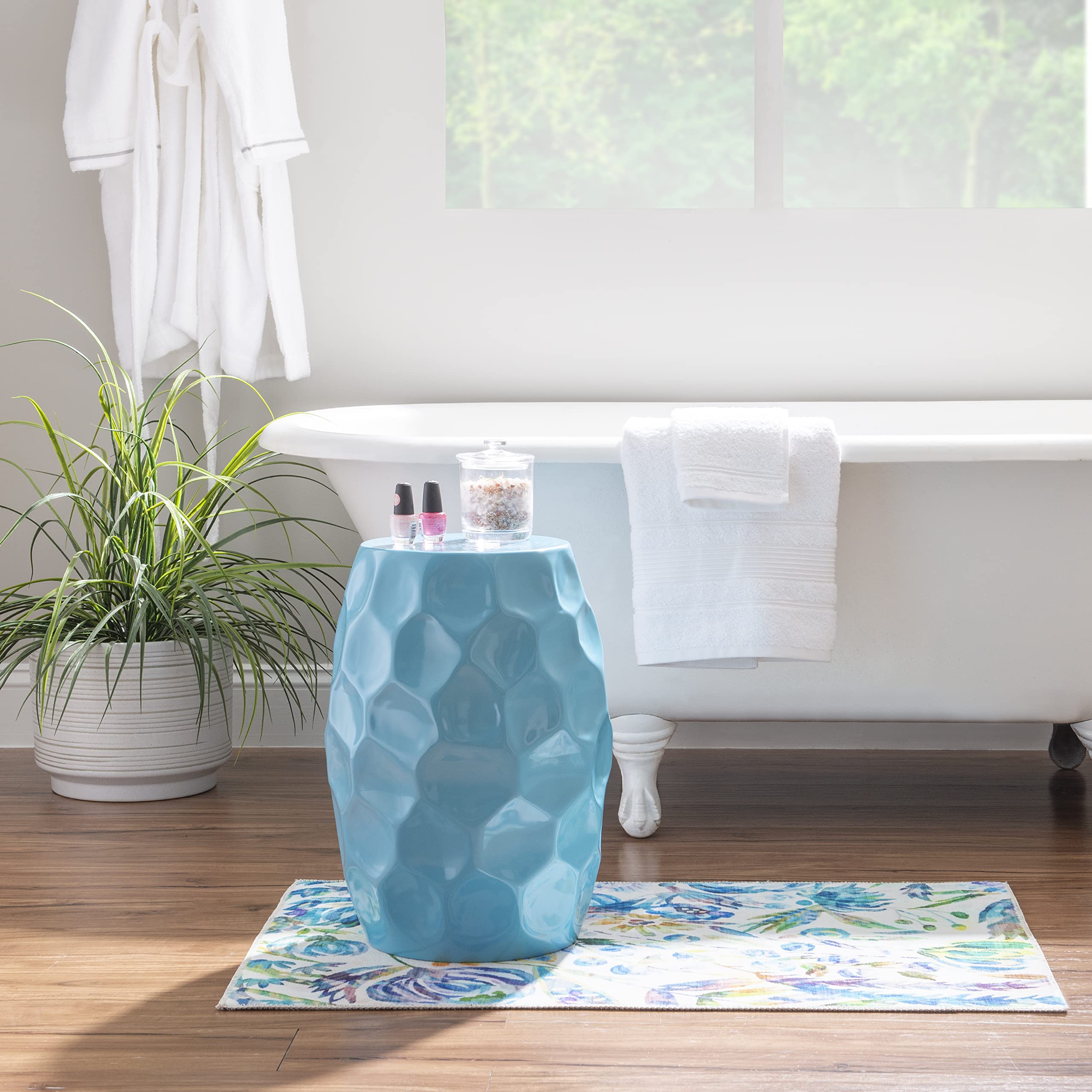 Teal Side Table Simmons Hand Hammered