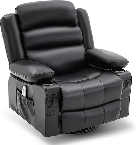 Relax360 – Swivel Rocker Recliner Chair with Massage, Heat & Cup Holders