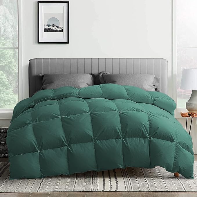 Goose Feather Comforter Twin Size, Pinch Pleat All Season Medium Warmth Duvet Insert,