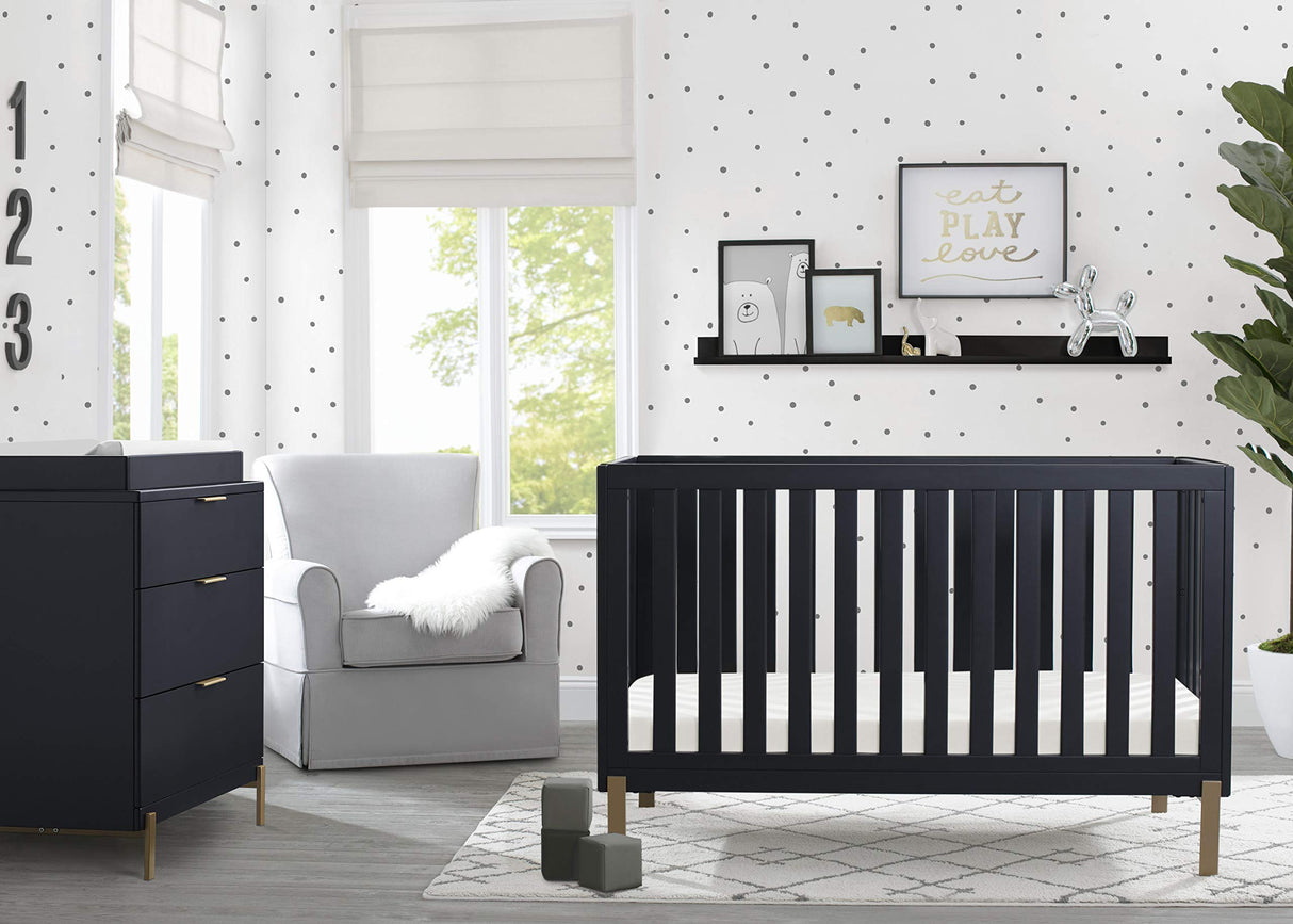 Hendrix 4-in-1 Convertible Crib, Midnight Grey/Bronze